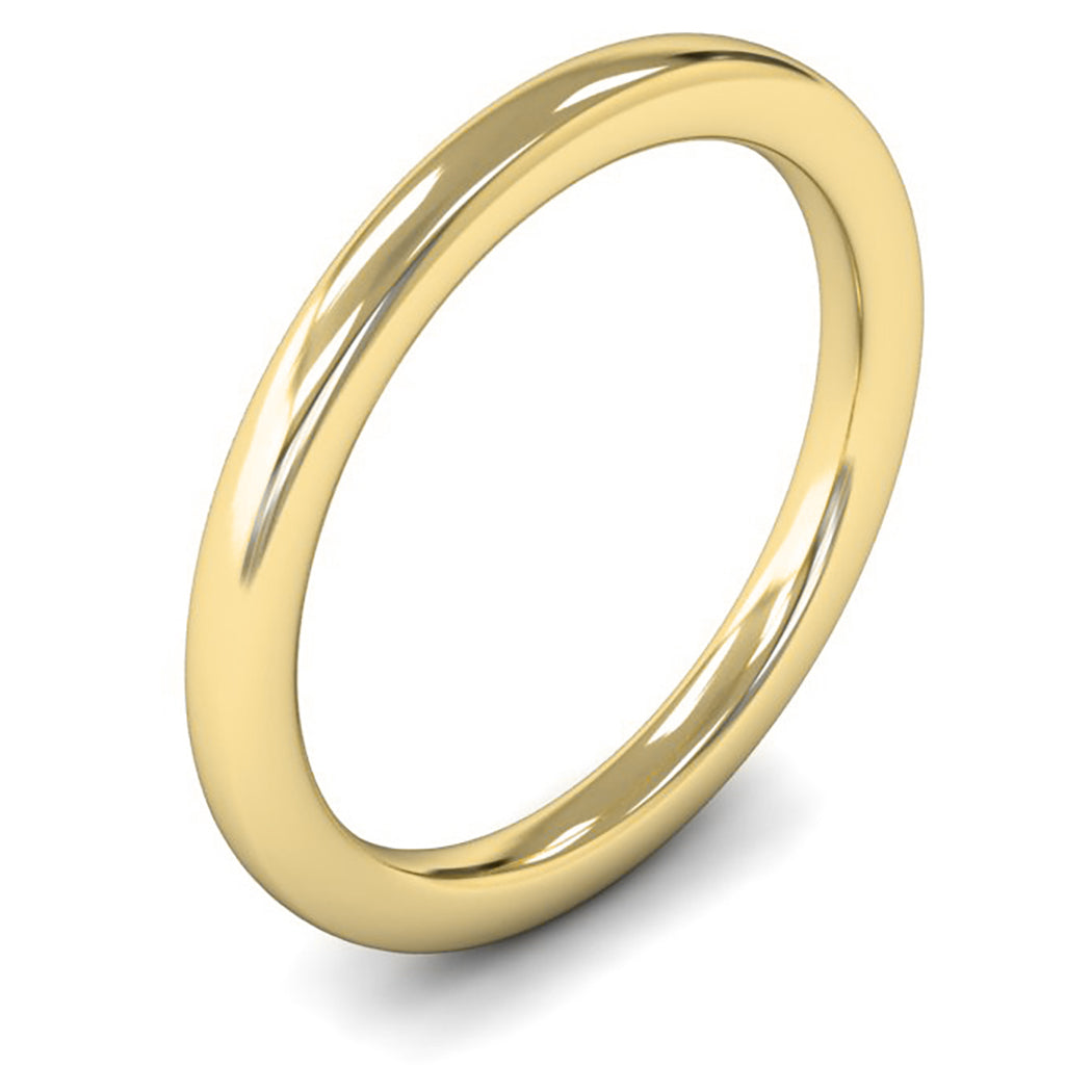 14ct Yellow Fairtrade Gold 2mm Heavy Weight Slight Court Wedding Ring
