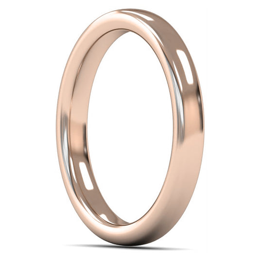 9ct Rose Fairtrade Gold 3mm Heavy Weight Slight Court Wedding Ring