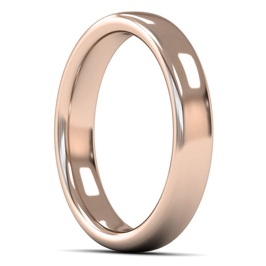 9ct Rose Fairtrade Gold 4mm Heavy Weight Slight Court Wedding Ring
