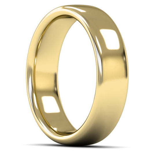 14ct Yellow Gold 6mm Heavy Weight Slight Court Wedding Ring
