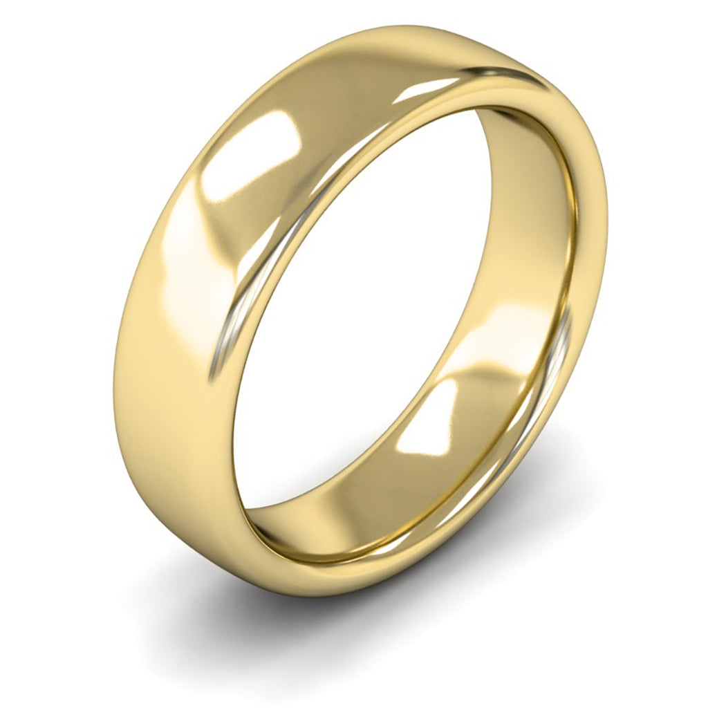 18ct Yellow Gold 6mm Heavy Weight Slight Court Wedding Ring