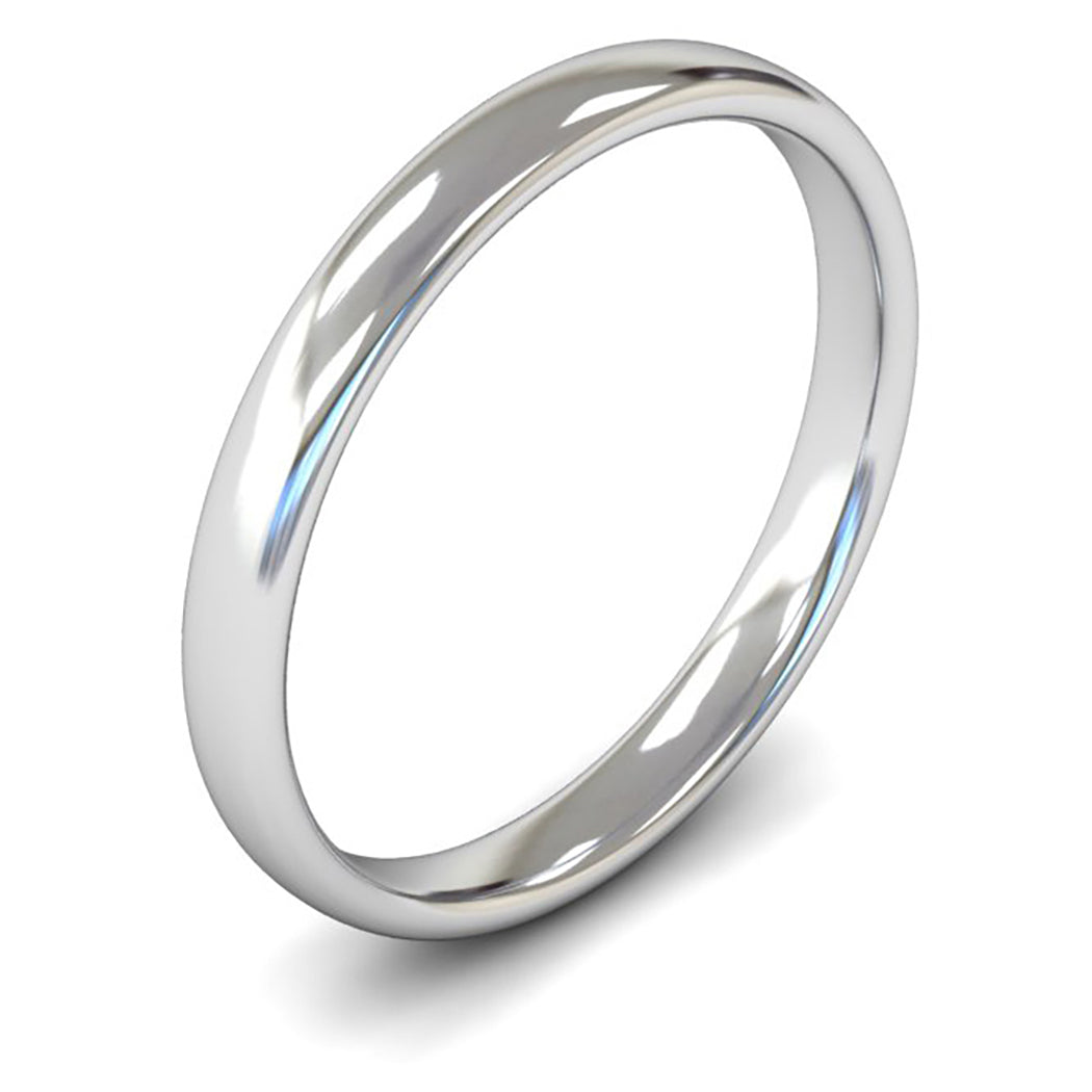 14ct White Gold 2.5mm Light Weight Slight Court Wedding Ring