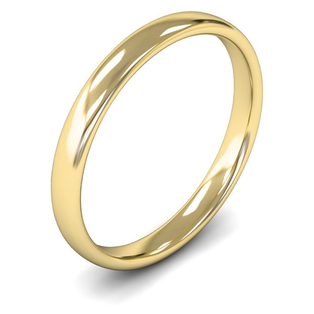 18ct Yellow Fairtrade Gold 2.5mm Light Weight Slight Court Wedding Ring