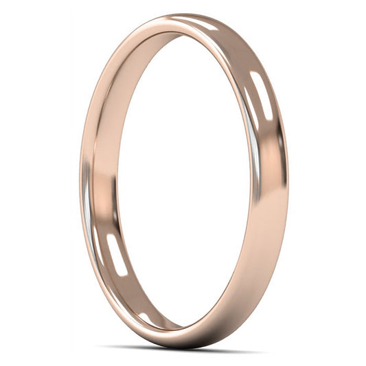 9ct Rose Gold 2.5mm Light Weight Slight Court Wedding Ring
