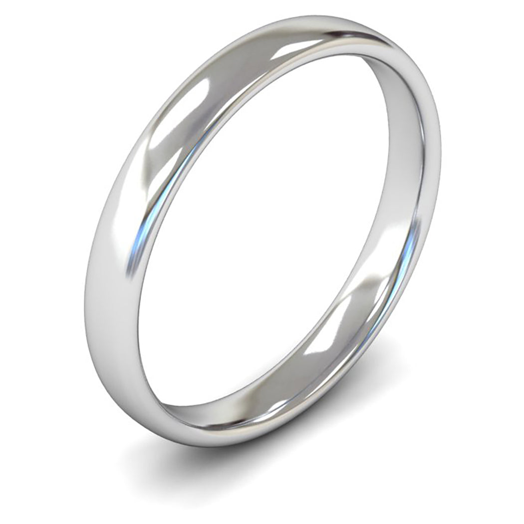 Platinum 950 3mm Light Weight Slight Court Wedding Ring