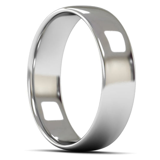 Platinum 950 6mm Light Weight Slight Court Wedding Ring