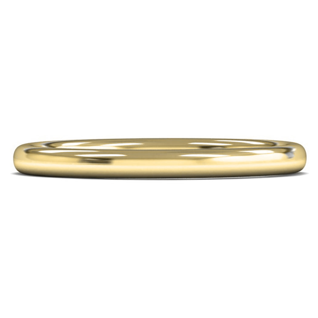 9ct Yellow Gold 2mm Medium Weight Slight Court Wedding Ring