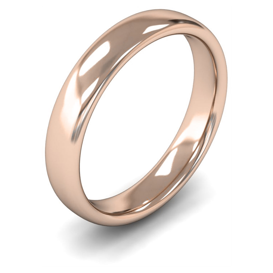 14ct Rose Gold 4mm Medium Weight Slight Court Wedding Ring