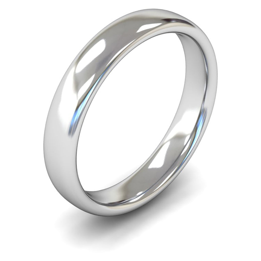 14ct White Fairtrade Gold 4mm Medium Weight Slight Court Wedding Ring