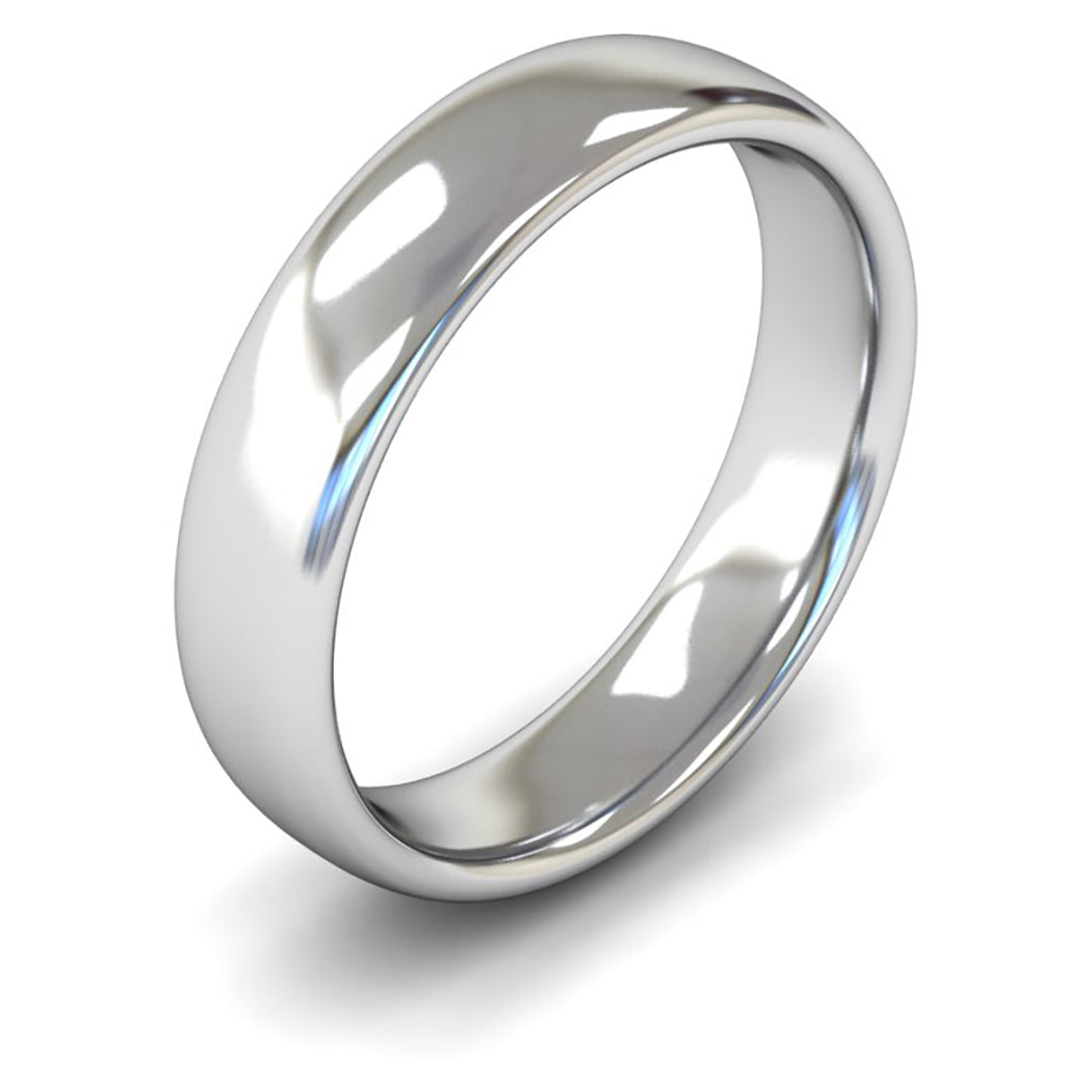 Platinum 950 5mm Medium Weight Slight Court Wedding Ring