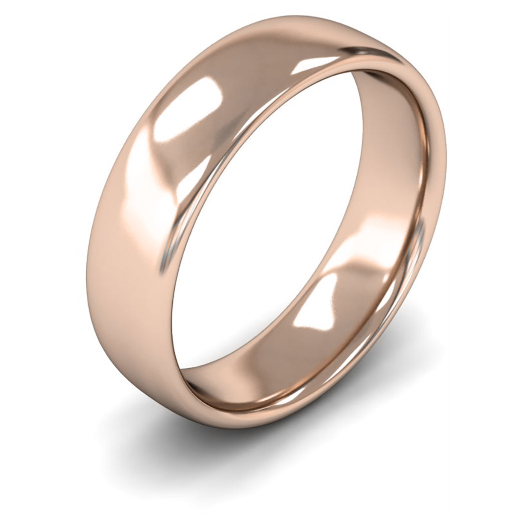 14ct Rose Fairtrade Gold 6mm Medium Weight Slight Court Wedding Ring