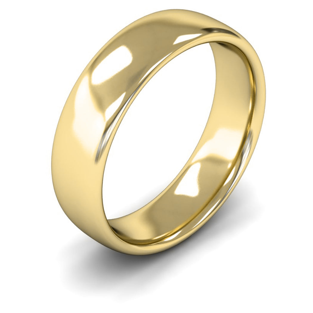 14ct Yellow Gold 6mm Medium Weight Slight Court Wedding Ring