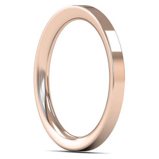 14ct Rose Gold 2mm Heavy Weight Flat Court Wedding Ring