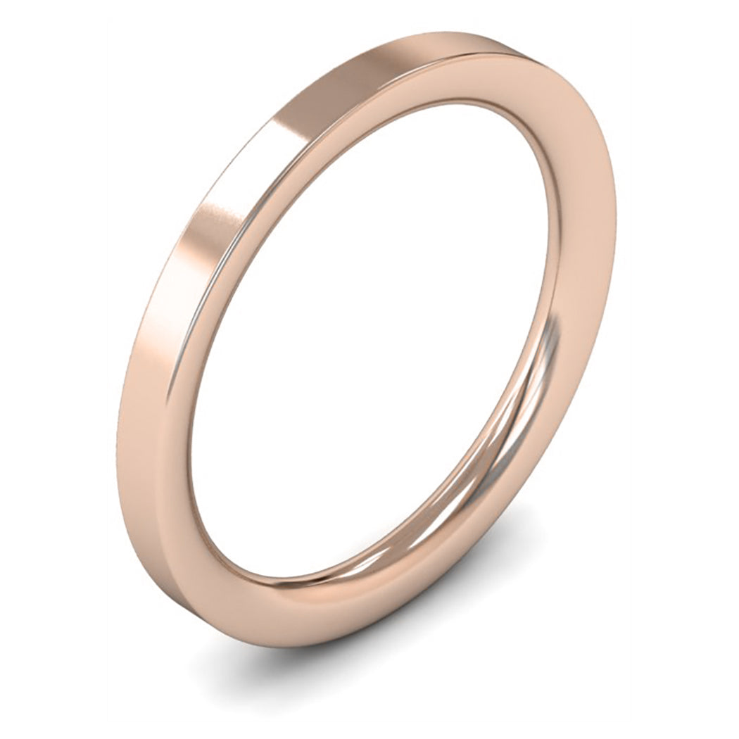 14ct Rose Gold 2mm Heavy Weight Flat Court Wedding Ring