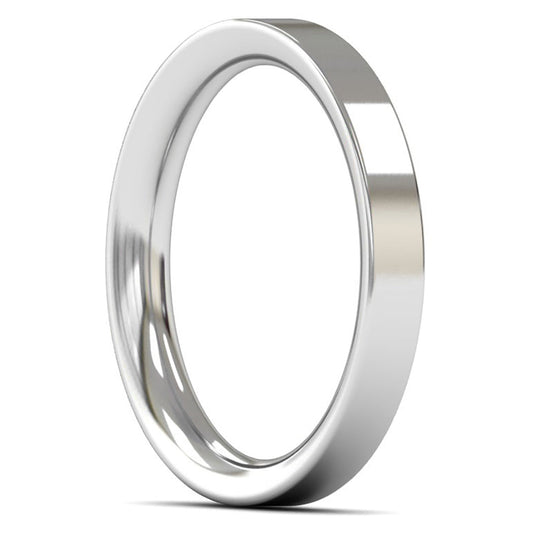 14ct White Fairtrade Gold 3mm Heavy Weight Flat Court Wedding Ring