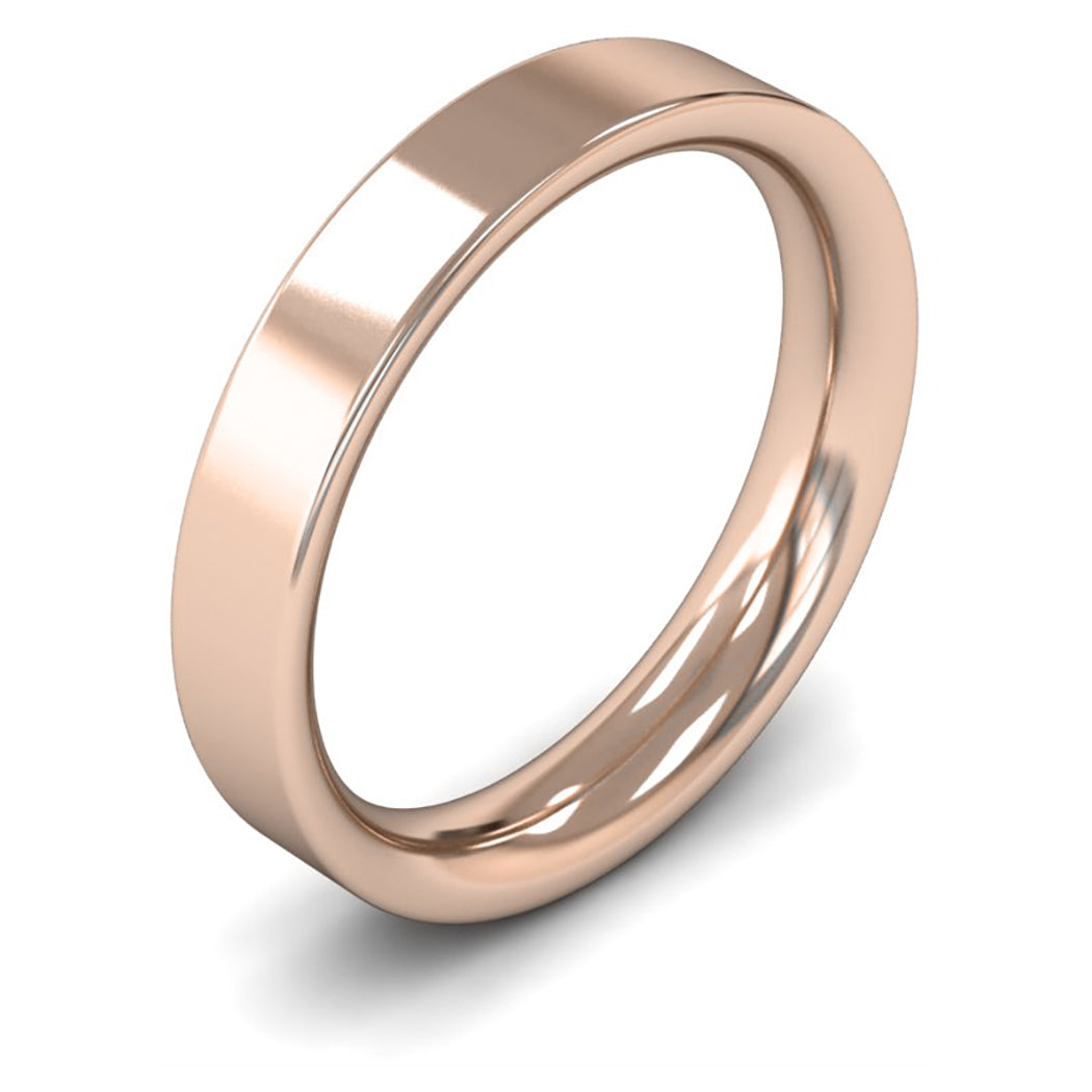 14ct Rose Gold 4mm Heavy Weight Flat Court Wedding Ring