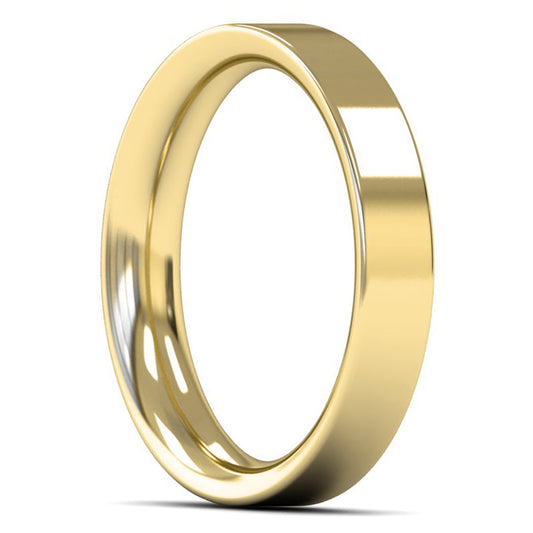 18ct Yellow Gold 4mm Heavy Weight Flat Court Wedding Ring
