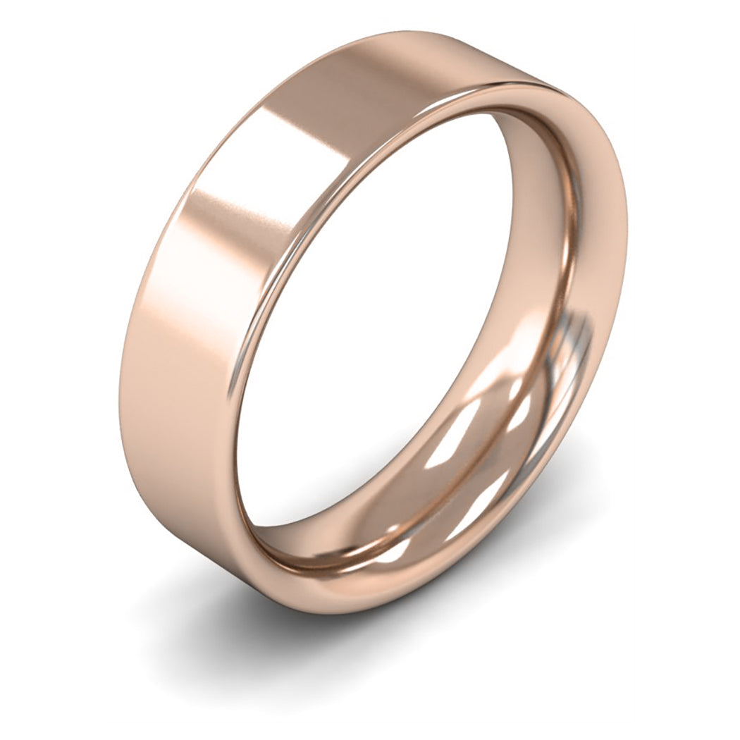 9ct Rose Gold 6mm Heavy Weight Flat Court Wedding Ring