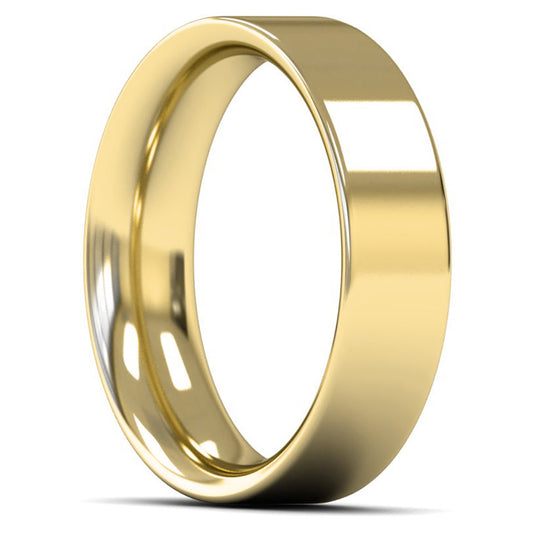 9ct Yellow Gold 6mm Heavy Weight Flat Court Wedding Ring
