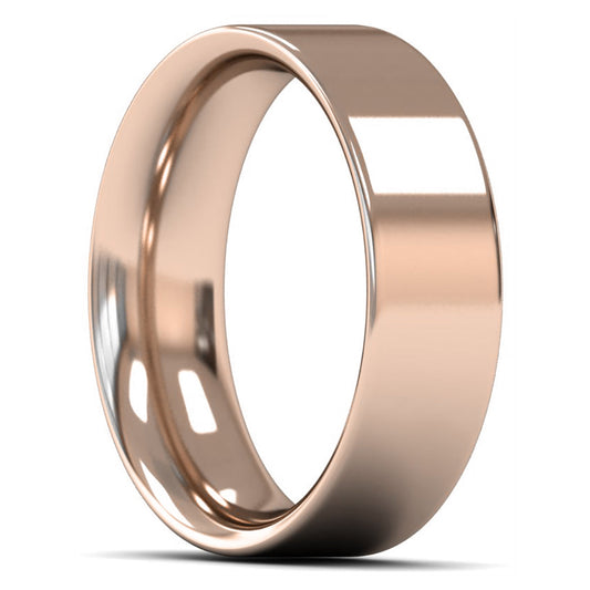 9ct Rose Gold 7mm Heavy Weight Flat Court Wedding Ring