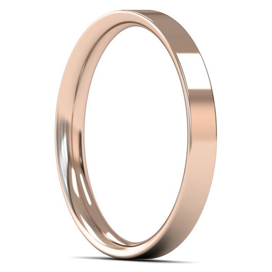 9ct Rose Gold 2.5mm Light Weight Flat Court Wedding Ring
