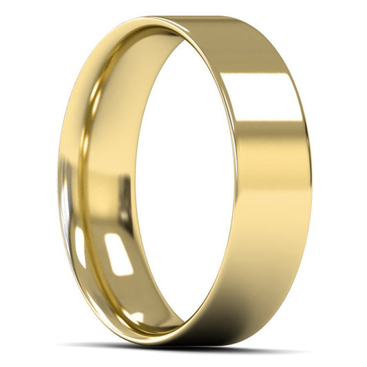 18ct Yellow Gold 6mm Light Weight Flat Court Wedding Ring