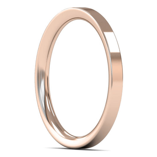 9ct Rose Gold 2mm Medium Weight Flat Court Wedding Ring
