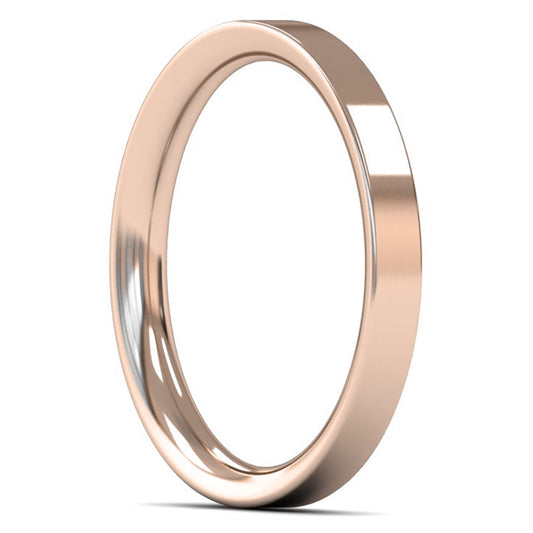 14ct Rose Gold 2.5mm Medium Weight Flat Court Wedding Ring