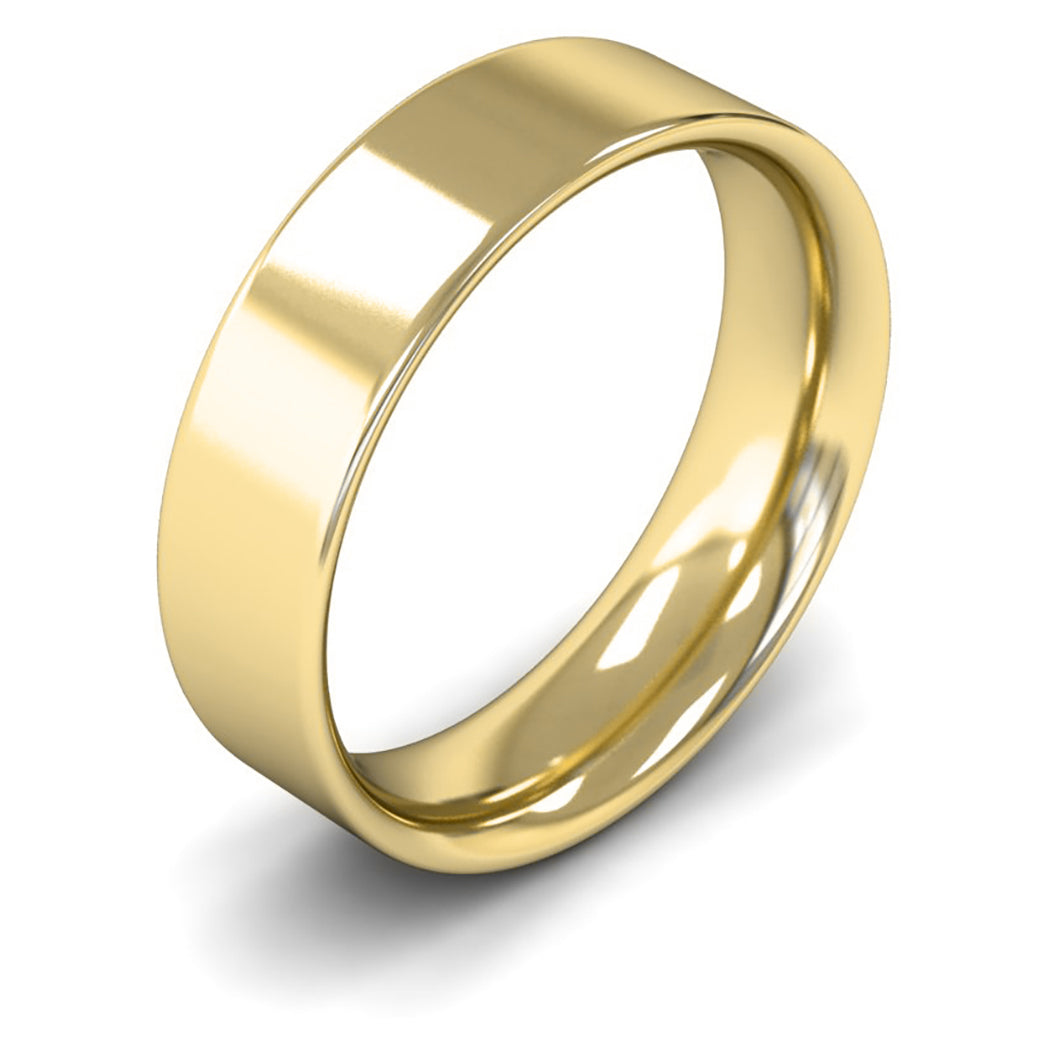 9ct Yellow Gold 6mm Medium Weight Flat Court Wedding Ring