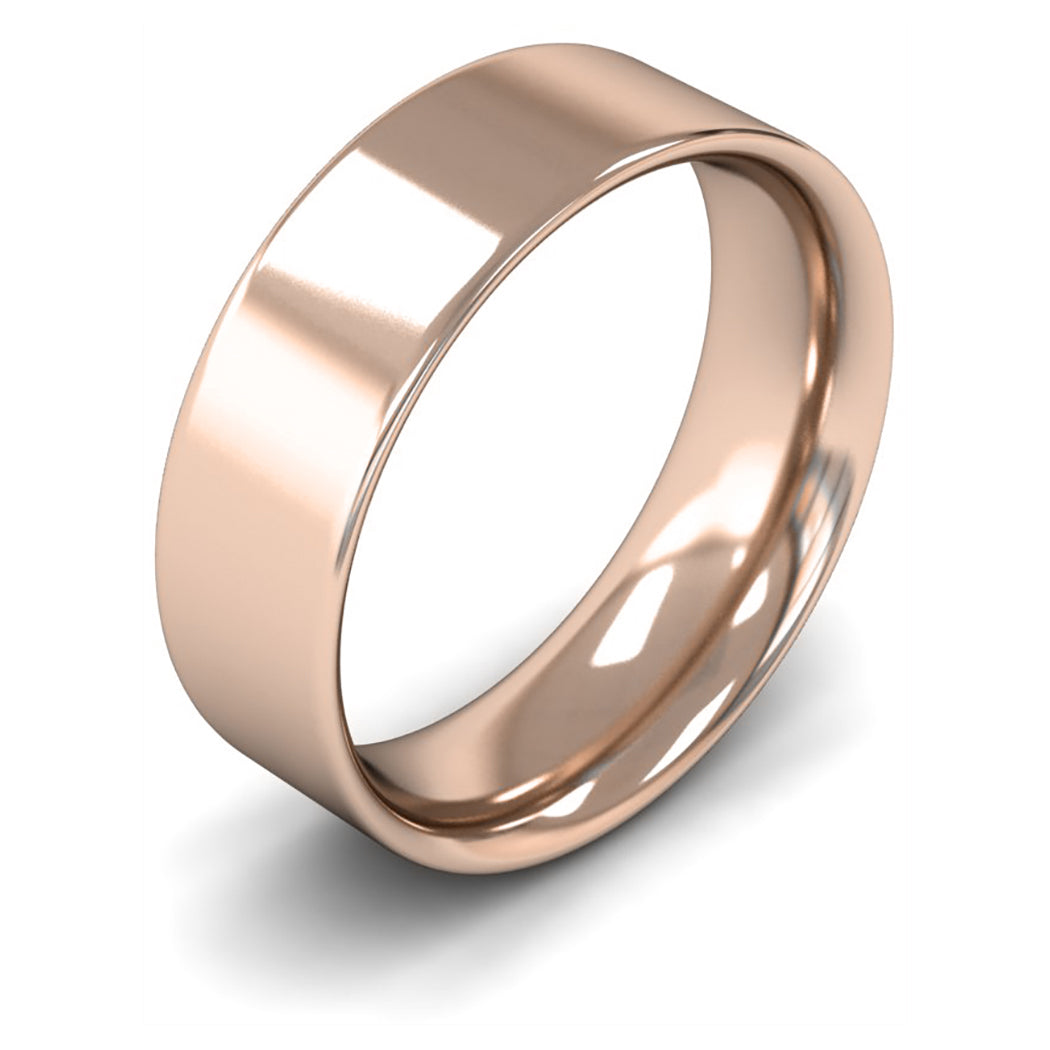 18ct Rose Gold 7mm Medium Weight Flat Court Wedding Ring