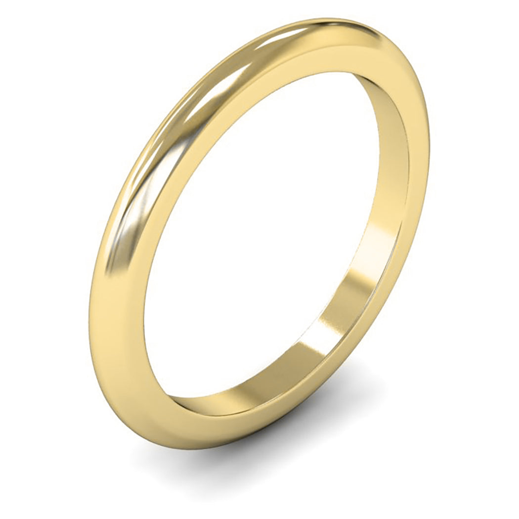 14ct Yellow Gold 2mm Heavy Weight D Shape Wedding Ring
