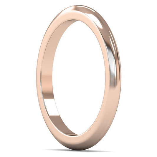 9ct Rose Gold 2mm Heavy Weight D Shape Wedding Ring