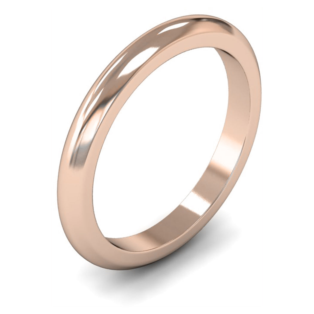18ct Rose Gold 2.5mm Heavy Weight D Shape Wedding Ring