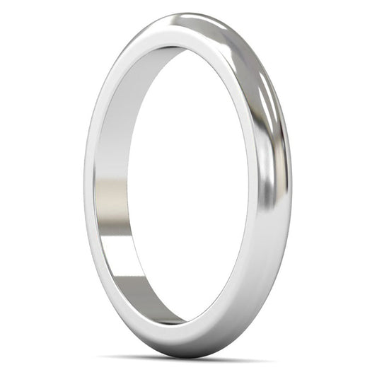 18ct White Fairtrade Gold 2.5mm Heavy Weight D Shape Wedding Ring