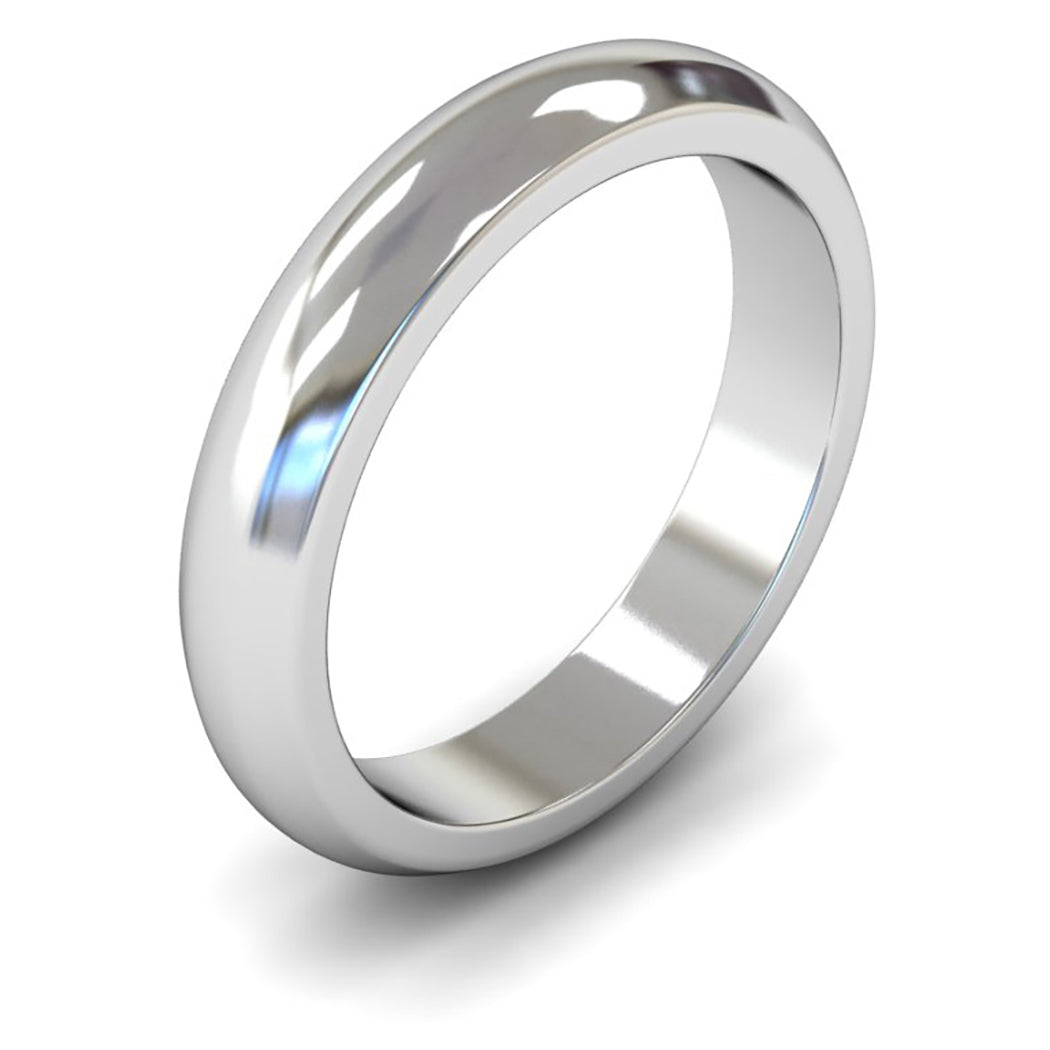 14ct White Gold 4mm Heavy Weight D Shape Wedding Ring
