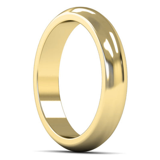 18ct Yellow Fairtrade Gold 4mm Heavy Weight D Shape Wedding Ring