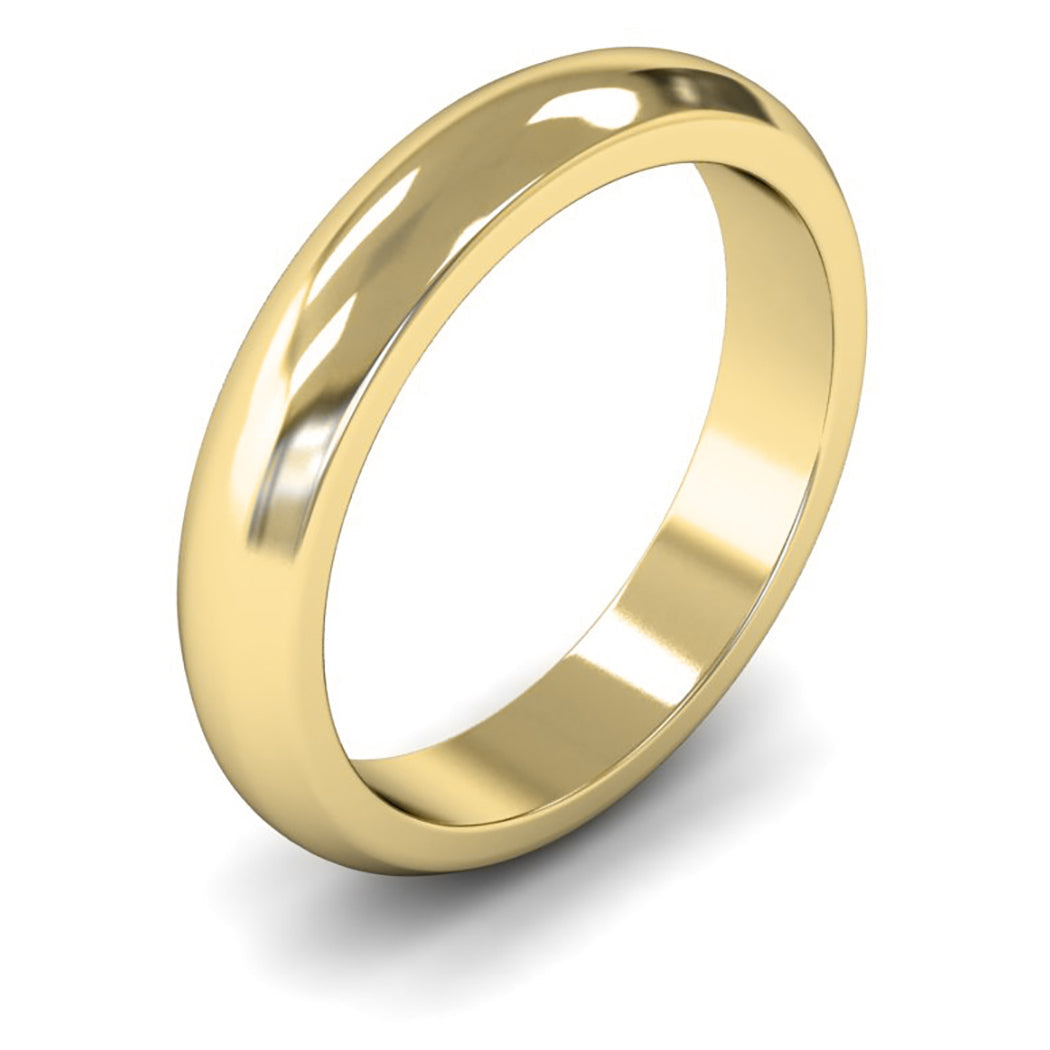 9ct Yellow Gold 4mm Heavy Weight D Shape Wedding Ring