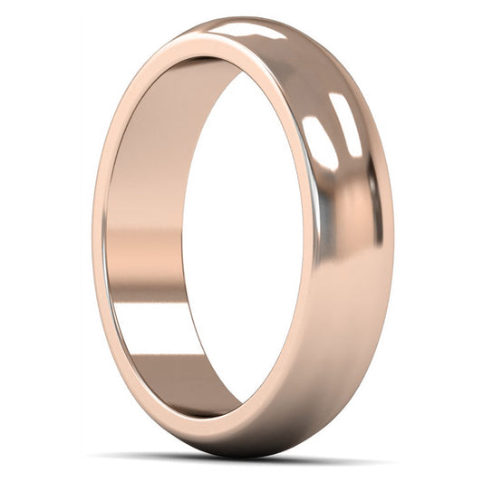 18ct Rose Fairtrade Gold 5mm Heavy Weight D Shape Wedding Ring