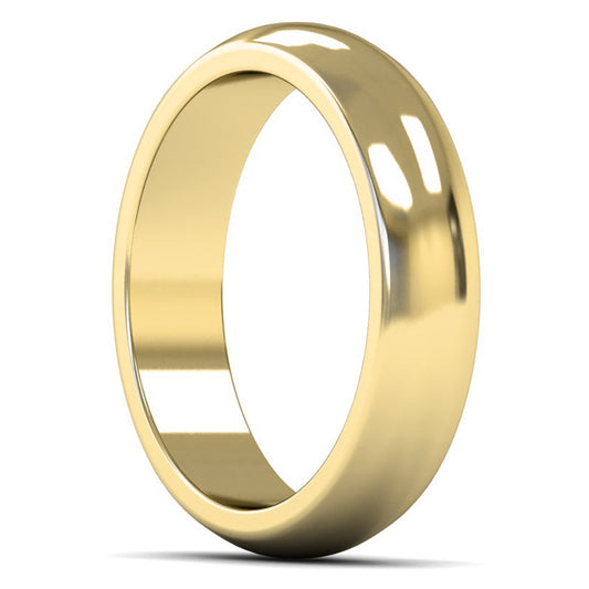 18ct Yellow Fairtrade Gold 5mm Heavy Weight D Shape Wedding Ring