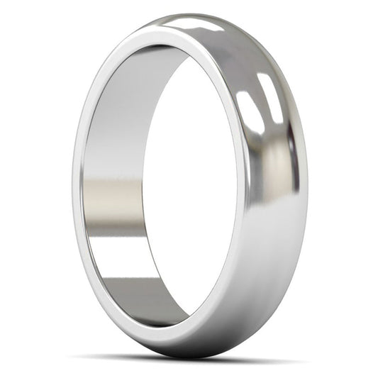 9ct White Gold 5mm Heavy Weight D Shape Wedding Ring