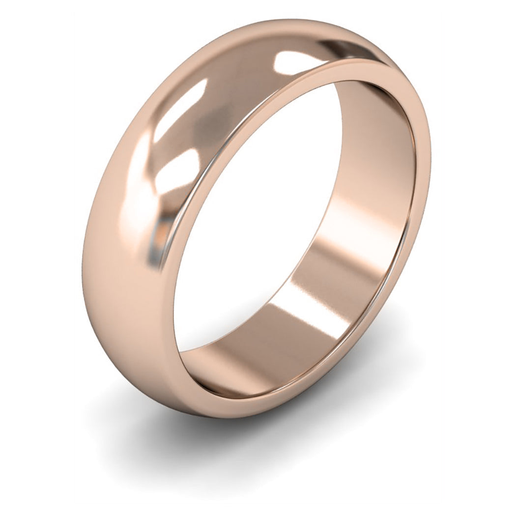9ct Rose Gold 6mm Heavy Weight D Shape Wedding Ring