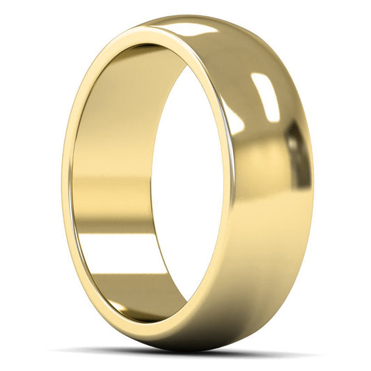 9ct Yellow Gold 7mm Heavy Weight D Shape Wedding Ring