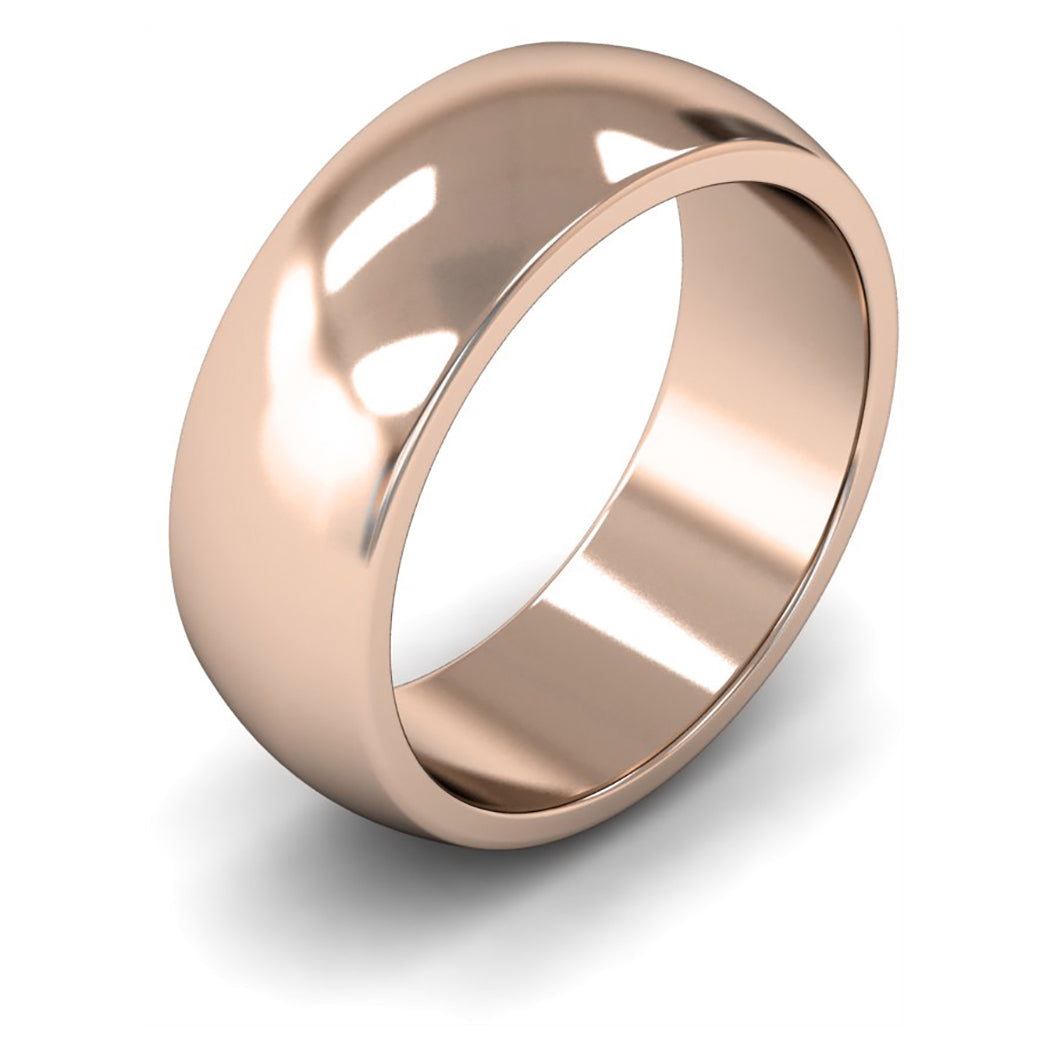 14ct Rose Fairtrade Gold 8mm Heavy Weight D Shape Wedding Ring
