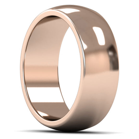 9ct Rose Gold 8mm Heavy Weight D Shape Wedding Ring
