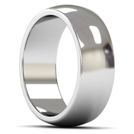 Platinum 950 8mm Heavy Weight D Shape Wedding Ring