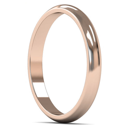 9ct Rose Gold 2.5mm Light Weight D Shape Wedding Ring