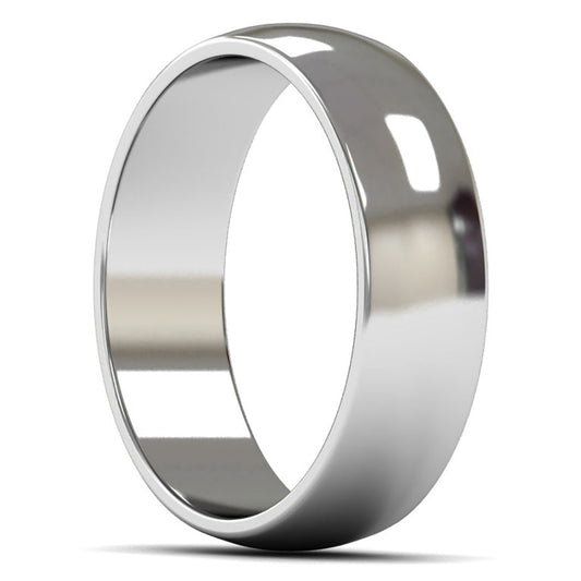 14ct White Gold 6mm Light Weight D Shape Wedding Ring
