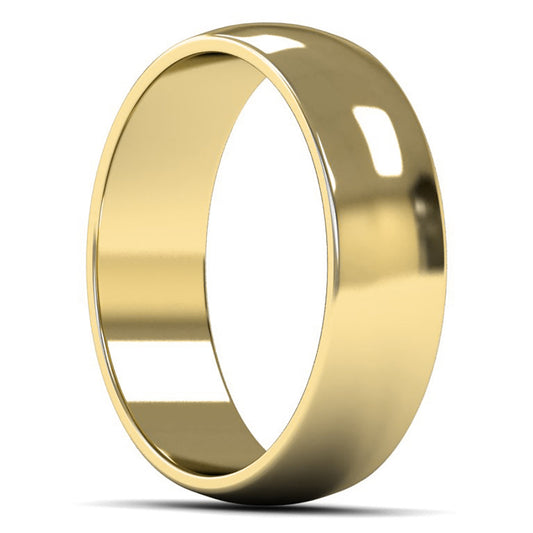 14ct Yellow Gold 6mm Light Weight D Shape Wedding Ring