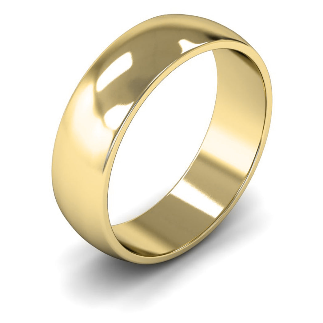 18ct Yellow Fairtrade Gold 6mm Light Weight D Shape Wedding Ring