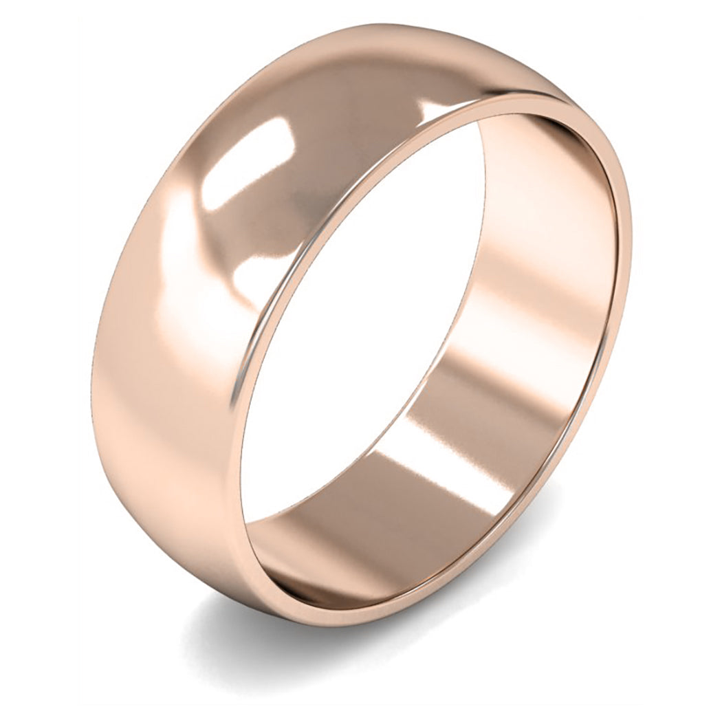 9ct Rose Gold 7mm Light Weight D Shape Wedding Ring